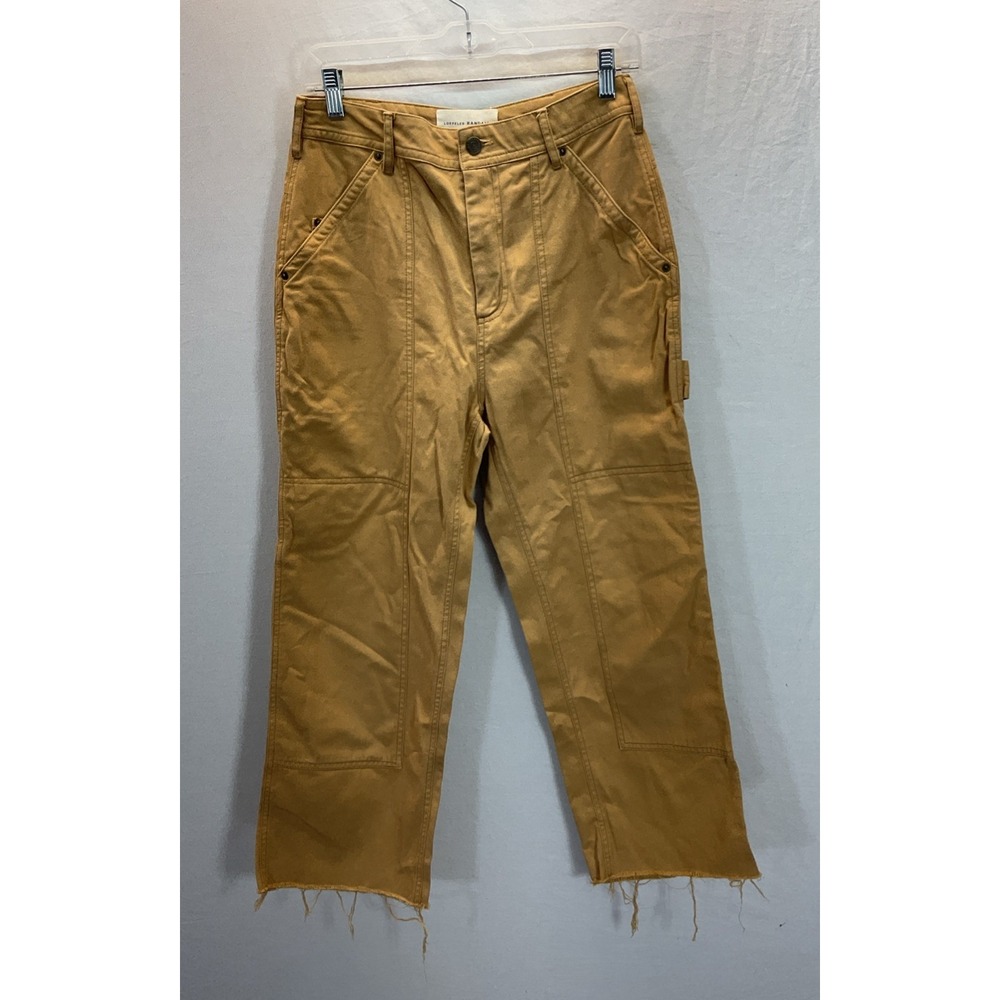 Loeffler Randall Jeans Womens 6 Tan High Rise Utility Cargo ankle wide leg crop